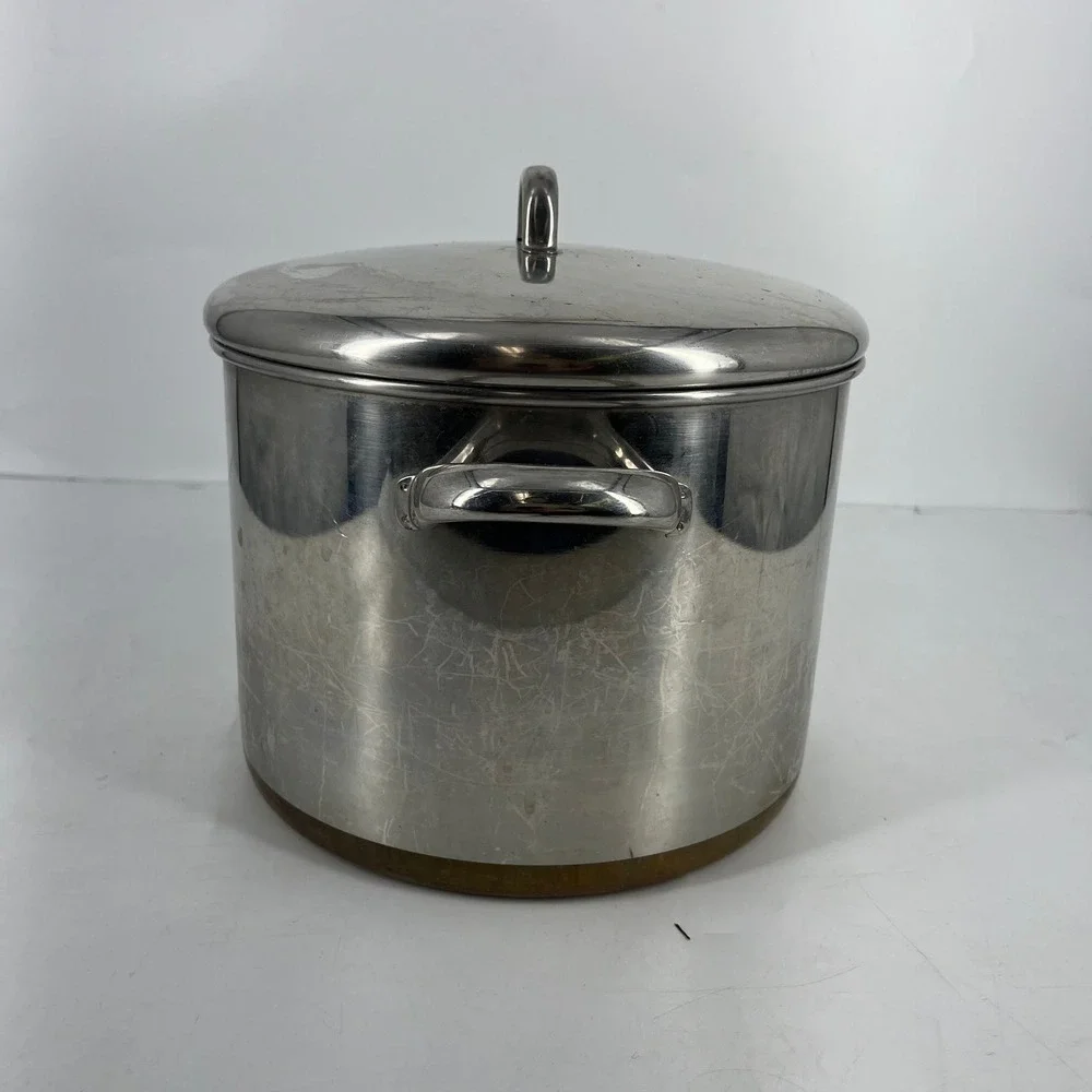 Revere‎ Ware Vintage  Stainless Steel Copper Bottom Stock Pot with Lid 10 Qt